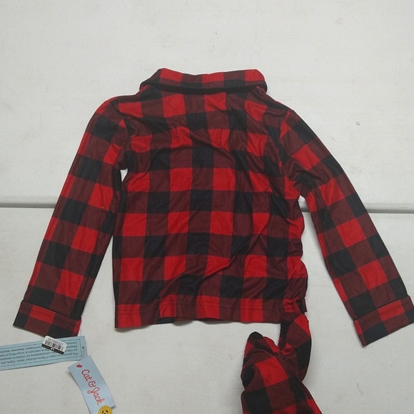 New! Kids' 2pc Button Up Pajama Set Buffalo Check - Cat & Jack™ Red M - Picture 6 of 16